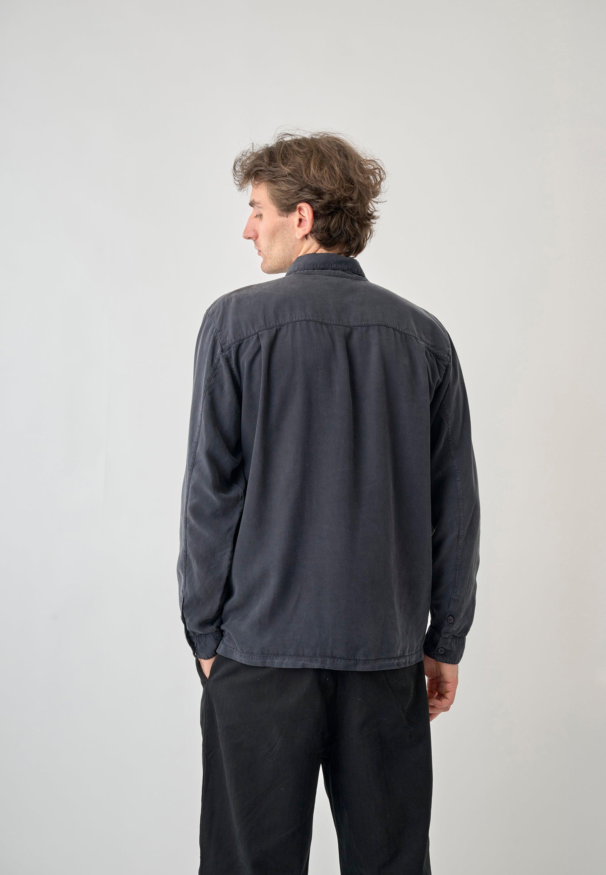 Cleptomanicx Blue Graphite Oversized Easy Shirt Hemd Herren grau